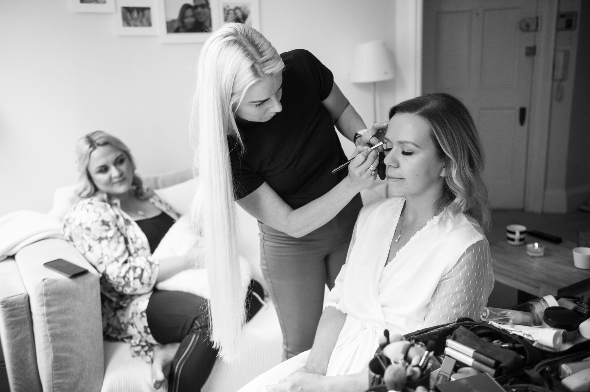 A bride having her hair and make up done by Beauty by Ausra
